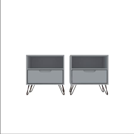 Manhattan Comfort Rockefeller Nightstand 1.0 in White, PK2 2-101GMC1